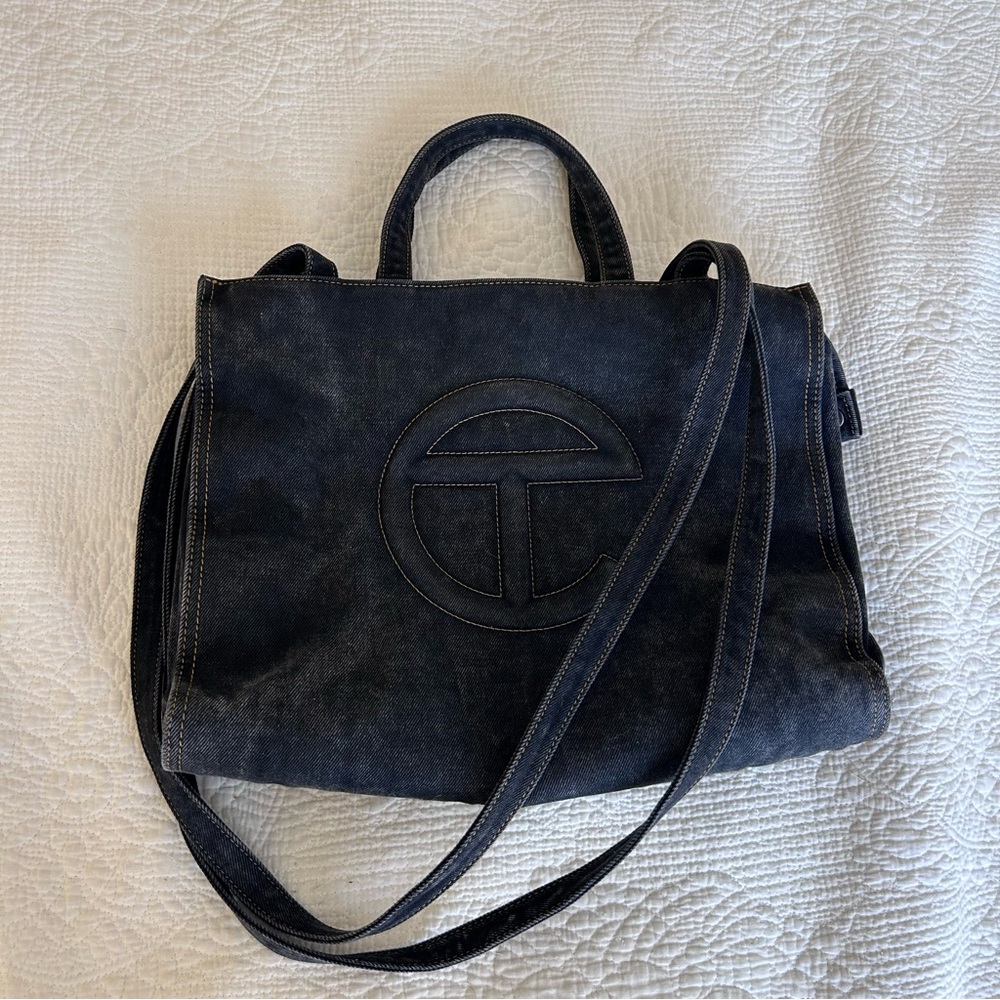 Telfar Medium Black Denim Tote Bag